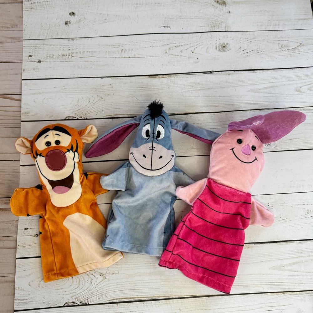 Tigger Eeyore‎ Piglet Plush Hand Puppets Set Of 3